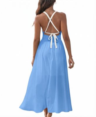 long blue summer dress Long Linen Dress BORACAY in Teal blue main image 1