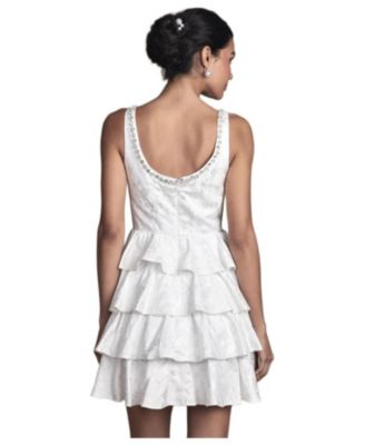 Women's Ruffle Hem Mini Wedding Dress