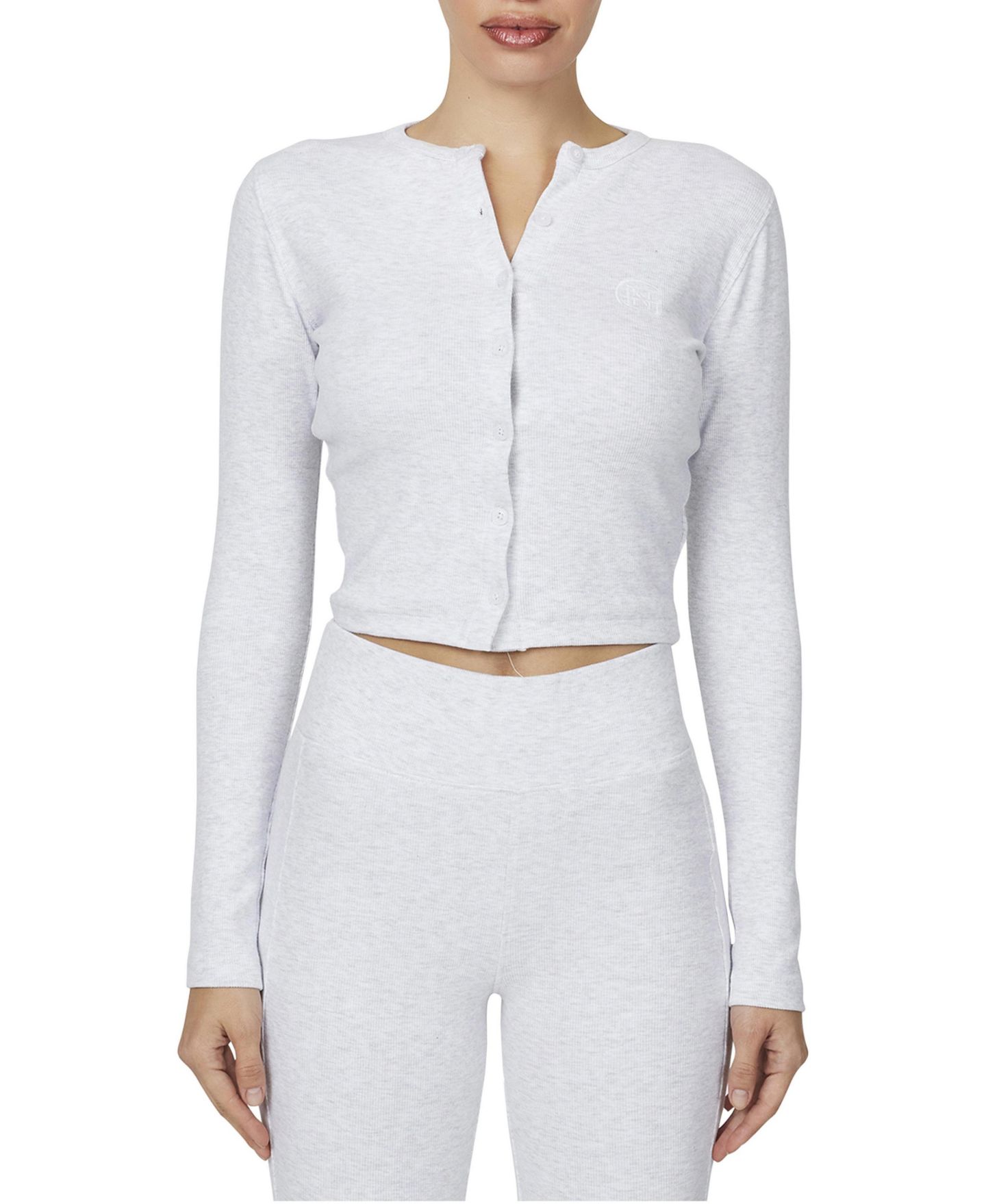 Женская футболка Good For Nothing Ribbed Vintage Buttoned Long Sleeve, цвет: Серый — фото 1
