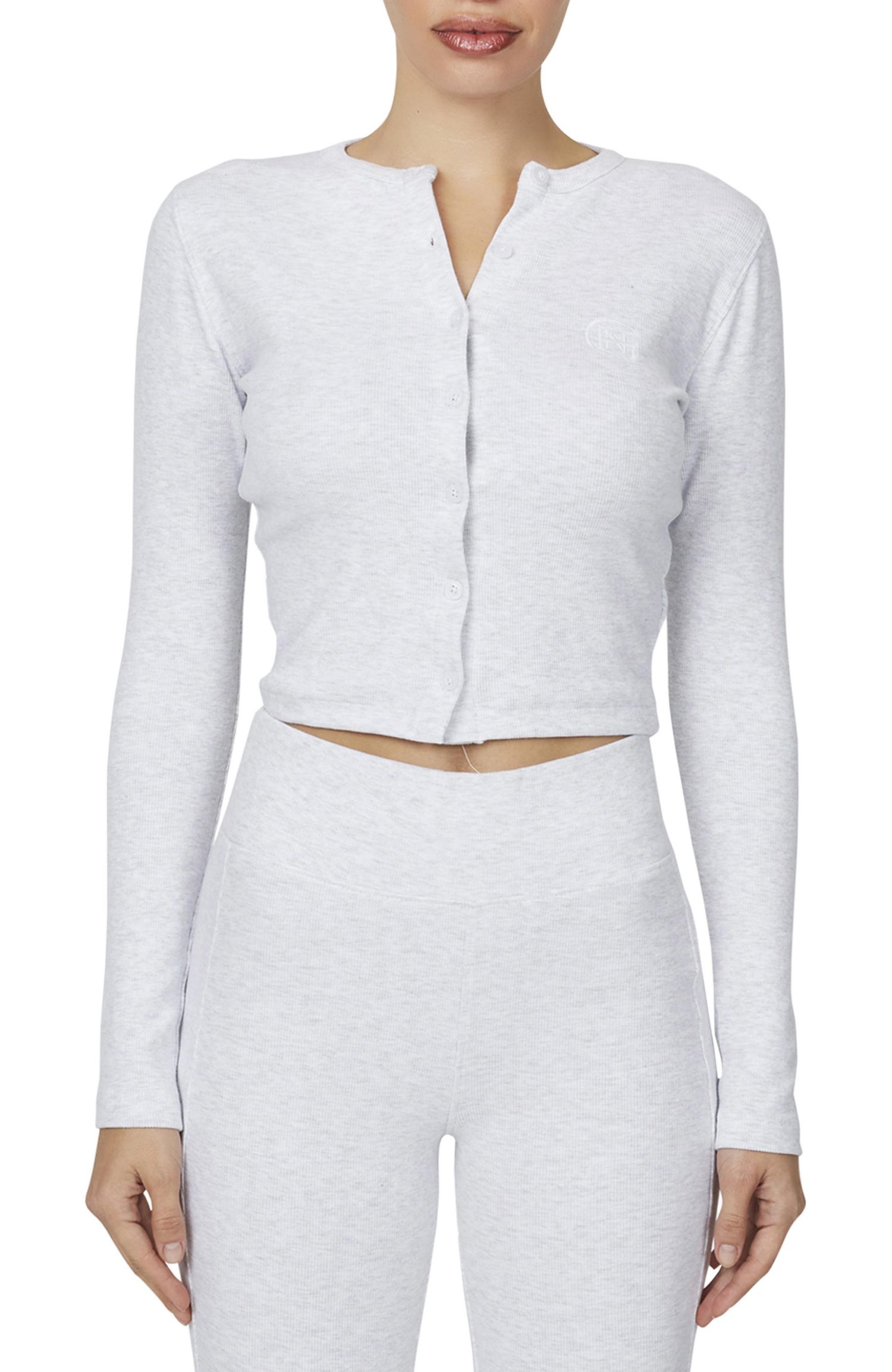 Women's Ribbed Vintage Buttoned Long Sleeve T-shirt