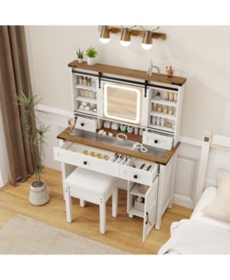 Makeup Vanity Desk with Mirror and Dimmable LED Lights