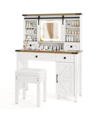 Makeup Vanity Desk with Mirror and Dimmable LED Lights