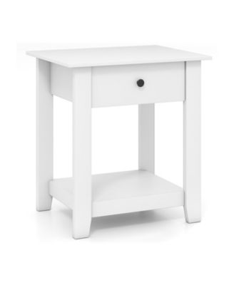 Three Tier Nightstand with Drawer and Open Storage Shelf