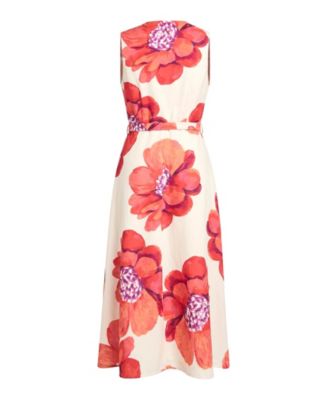 Women's Printed Jacquard Sleeveless Midi Dress
