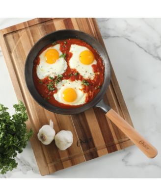 Platinum 9.5" preseasoned cast iron skillet with wood handle, lightweight nonstick pan