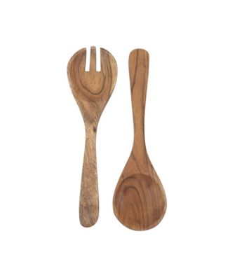 Sandhurst 3-Piece Acacia Wood Salad Bowl Set – 12-Inch Scalloped Serving Bowl with Wooden Salad Servers