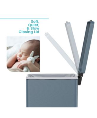 12 Gallon Slim Kitchen Trash Can with Soft Close Lid, Removable Liner, and Bag Tuck Band, Slate Blue