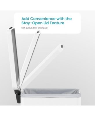 12 Gallon Slim Kitchen Trash Can with Soft Close Lid, Removable Liner, and Bag Tuck Band, Slate Blue