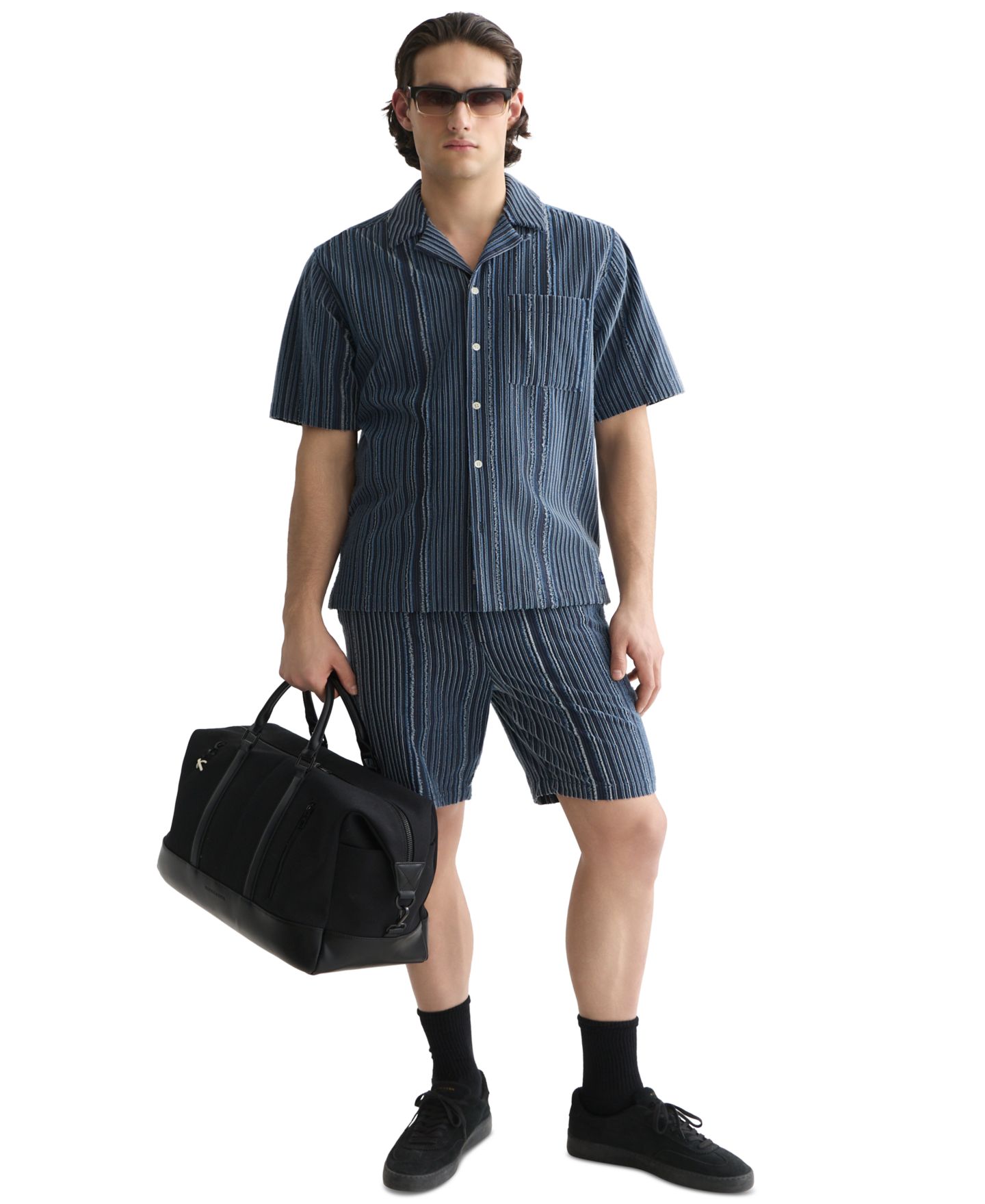 Мужские шорты SCOTCH & SODA Mid Rise Striped Bermuda, цвет: Небесно-голубой полосатый — фото 2