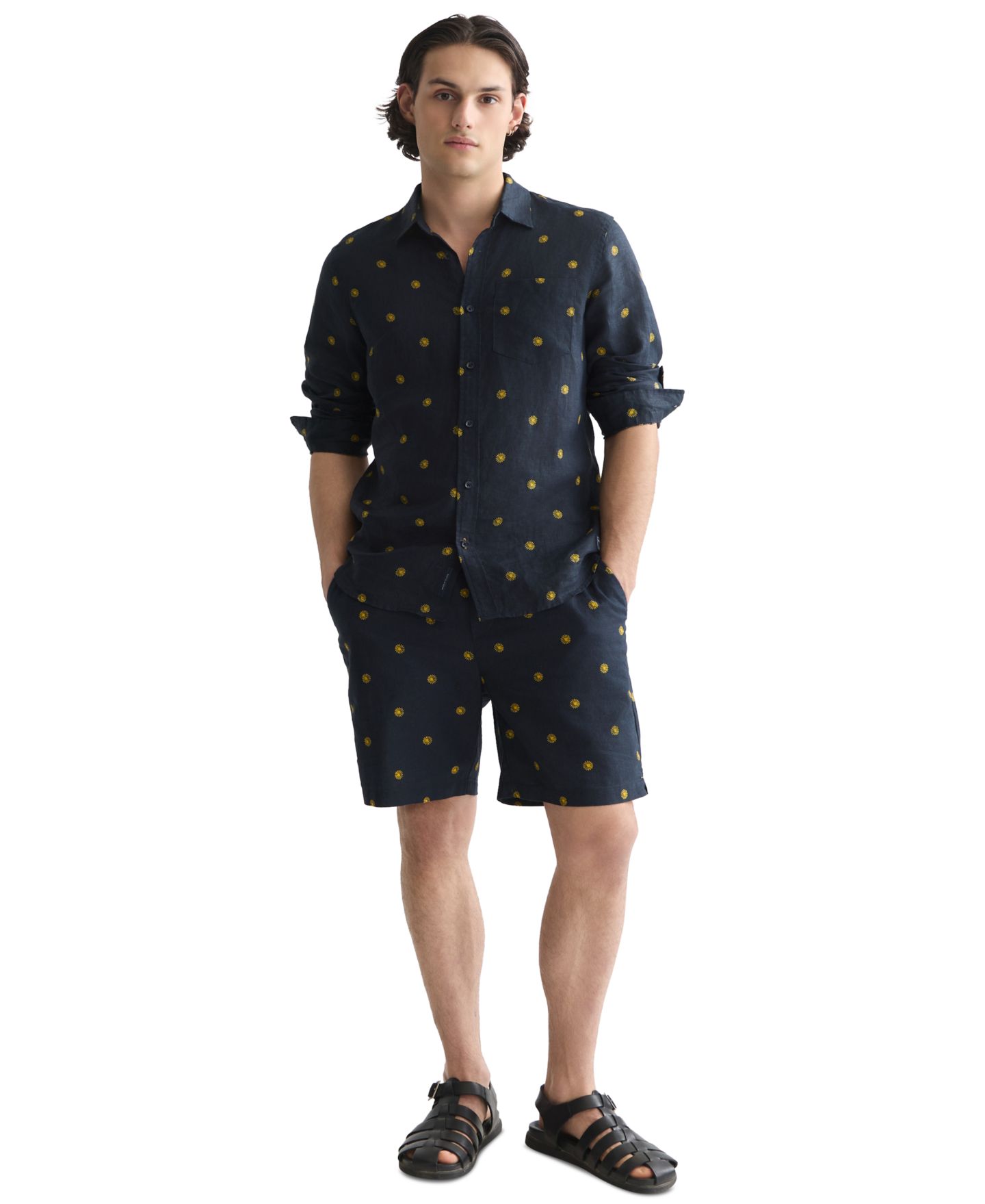 Мужские шорты SCOTCH & SODA Linen Blend Printed, цвет: Золотой — фото 2