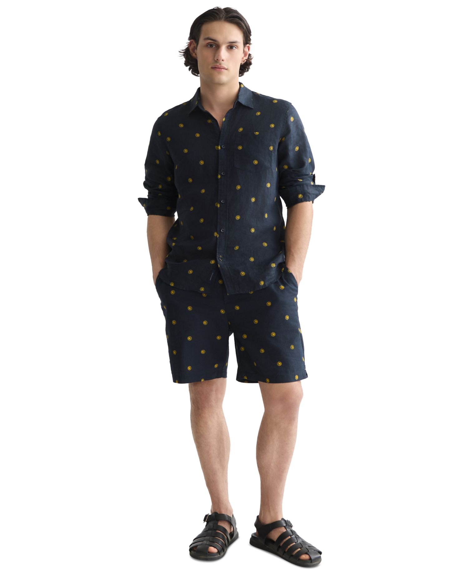Men's Linen Blend Printed Shorts