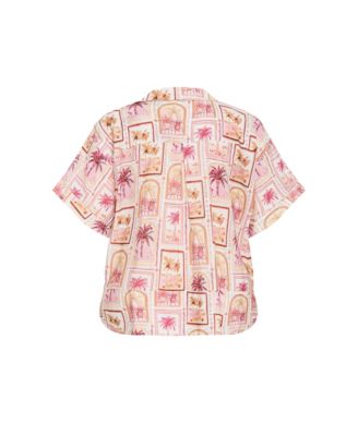 Women's Plus Size Postcard Soiree Print Shirt