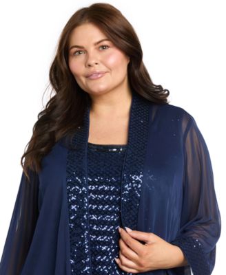 Plus Size Mix Media Sequin Detail Jacket Dress