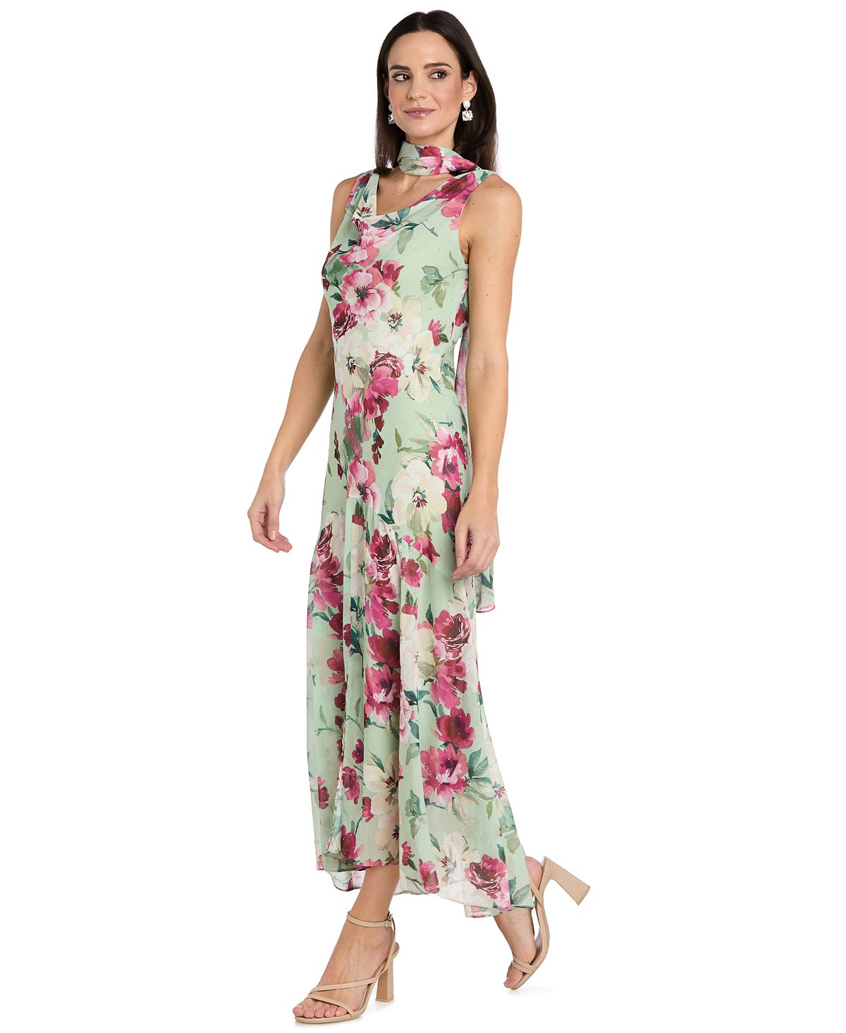 R & M Richards Women's Cowl Neck Printed Midi Dress view 3 — MAYCSS fashion products
