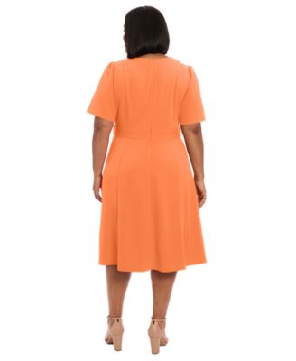 Plus Size Fit & Flare Scuba Crepe Midi Dress