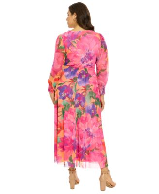Plus Size Printed Blouson-Sleeve Maxi Dress