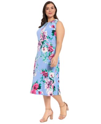 Plus Size Sleeveless Keyhole Neck A-Line Midi Dress
