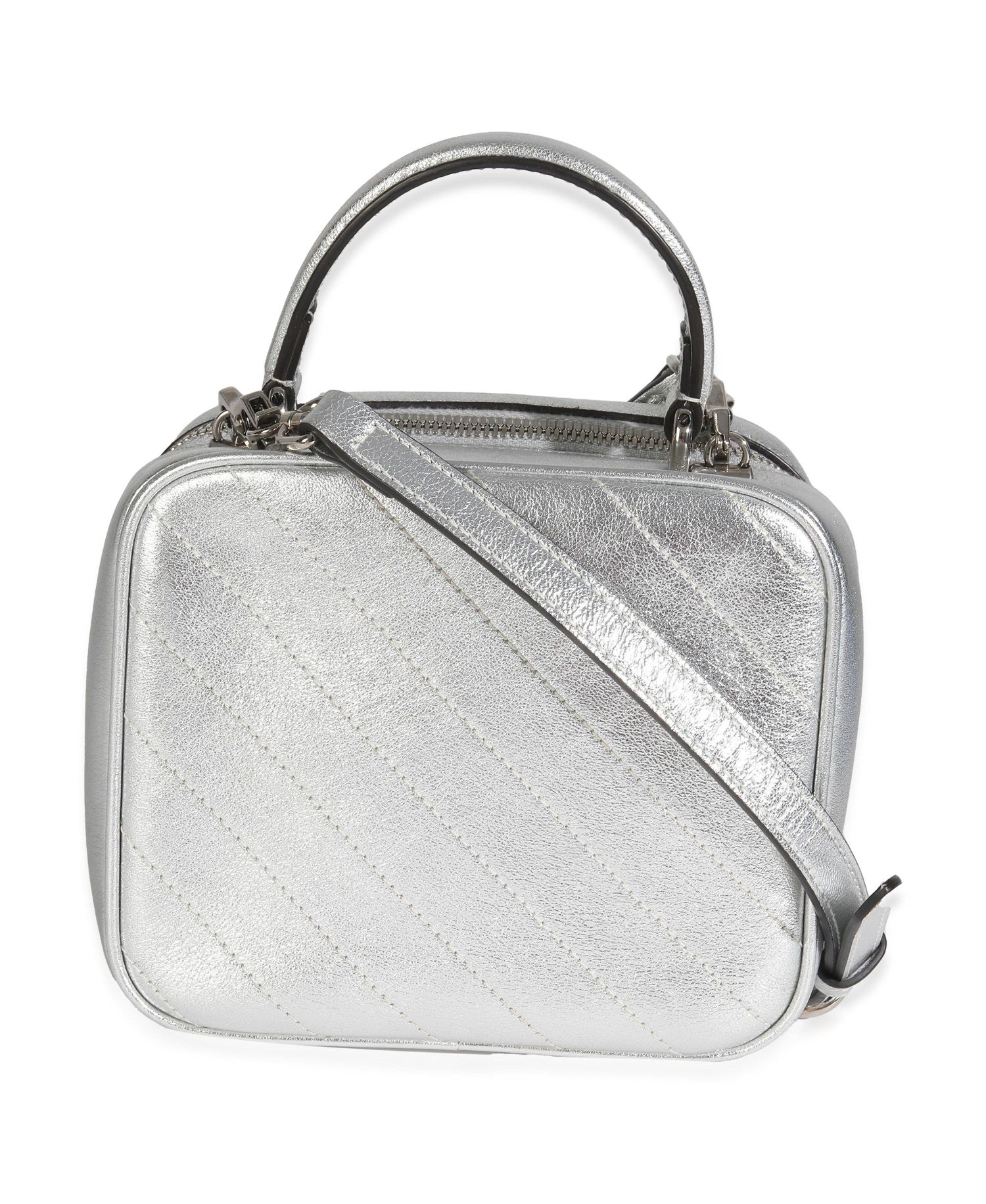 Silver Metallic Sakai Be Green Calfskin Diagonal Stitched Blondie Top Hand