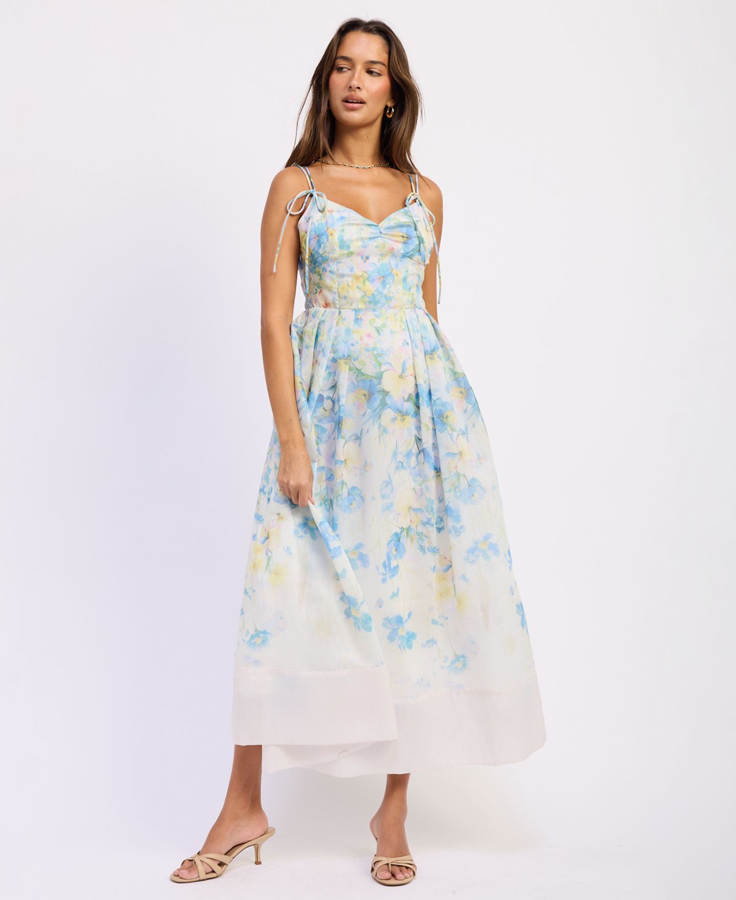 Женское платье En Saison Vivian Sleeveless Midi, цвет: Слоновая кость синий жёлтый — фото 2