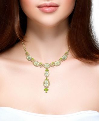 Green Amethyst (1/7 ct. t.w.), Peridot (1/5 ct. t.w.) & Diamond (1/5 ct. t.w.) Necklace in 14k Yellow Gold