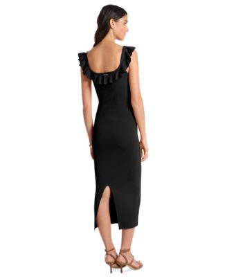 Women's Square Neck Ruffle Midi Dress