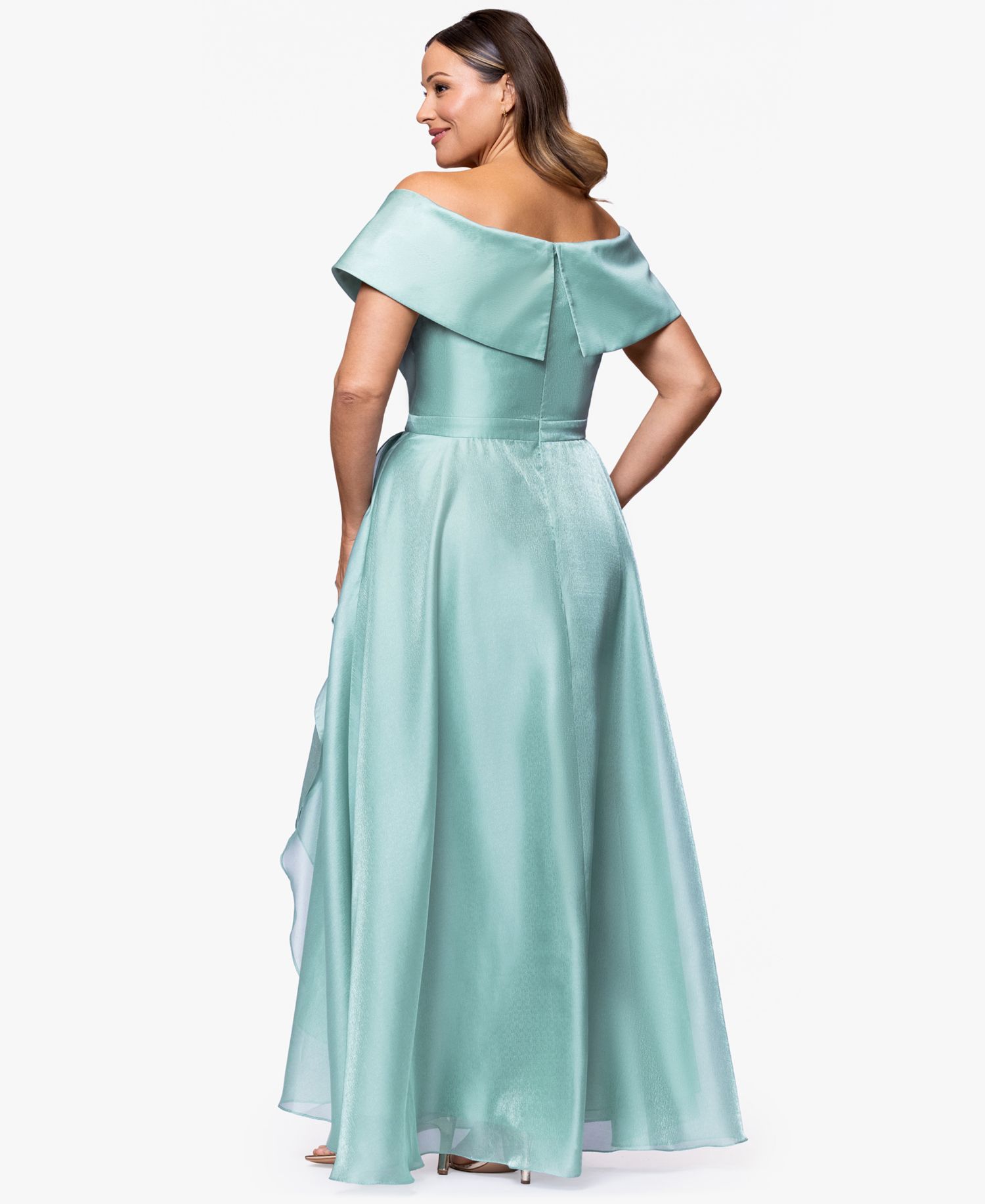 Plus Size Sweetheart Neck Off-The-Shoulder Ruffle Long Dress