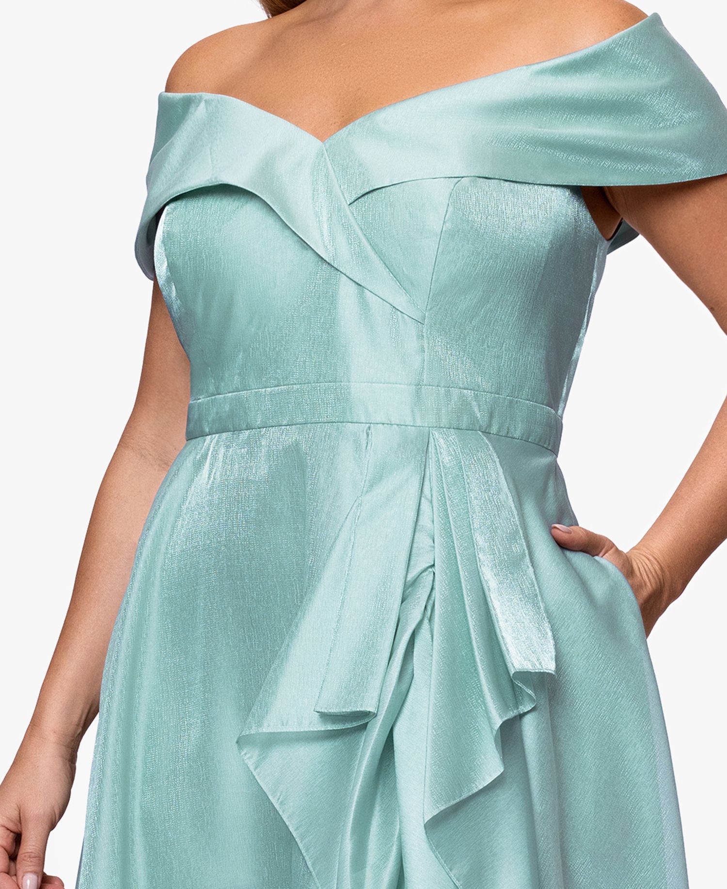 Plus Size Sweetheart Neck Off-The-Shoulder Ruffle Long Dress