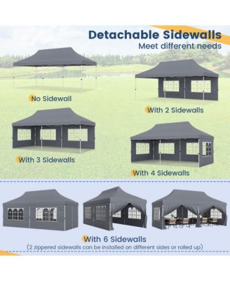 10 x 20 FT Canopy w/ 6 Detachable Sidewalls Carrying Bag UPF50+ Sun Protection