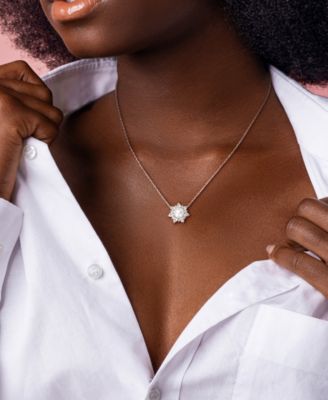 Cultured Freshwater Pearl & Created White Sapphire (2 ct. t.w.) Pendant Necklace in Sterling Silver