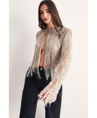 Women's Embellished Tassel Zig Zag Jacket