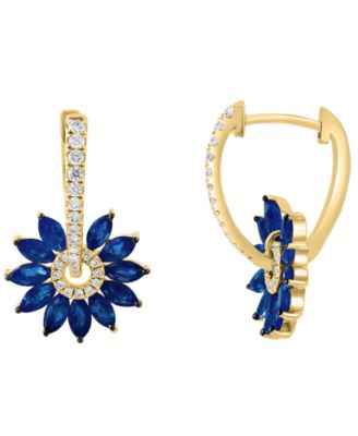 Sapphire (1/2 ct. t.w.) & Diamond (1/4 ct. t.w.) Earrings in 14k Yellow Gold