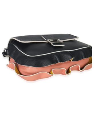 Black Pink Leather Wave Double Micro Baguette