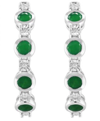 Tanzanite (5/8 ct. t.w.) & Diamond (1/20 ct. t.w.) Earrings in Sterling Silver (Also Available in Emerald & Multi-Sapphire)