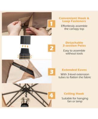 10 X 10 FT Patio Gazebo w/ Netting Walls Soft Top Double Roof Canopy w/ 4 Sandbags Outdoor
