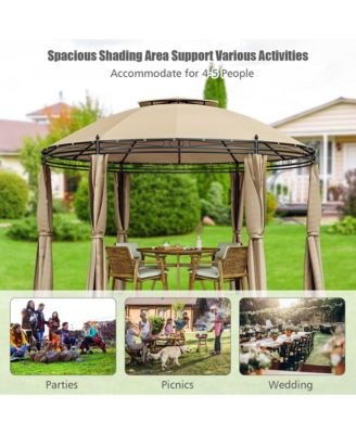 11.5' Outdoor Patio Round Dome Gazebo Canopy Shelter Double Roof Steel