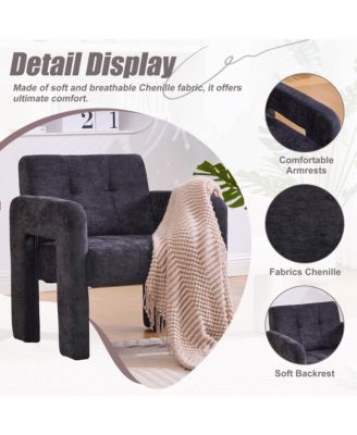 Modern Accent Chair, Chenille Fabric Upholstered Armchair, Single Lounge Chair for Living Room, Bedroom and Reading Nook