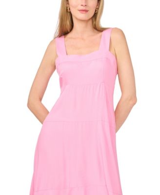 Women's Challis Square-Neck Smocked-Back Sleeveless Maxi Dress
