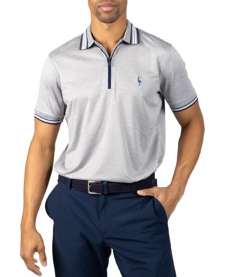 Men's Quarter Zip Mesh Performance Polo with Stripe Tipping