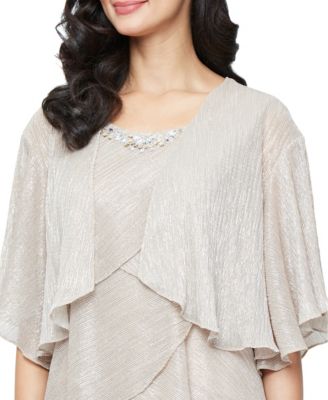 Petite Crewneck Embellished Tiered Jacket Dress