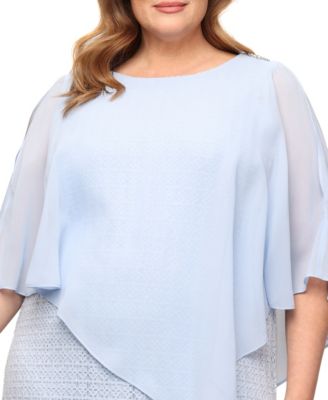 Plus Size Asymmetric Overlay Crochet Lace Sheath Dress