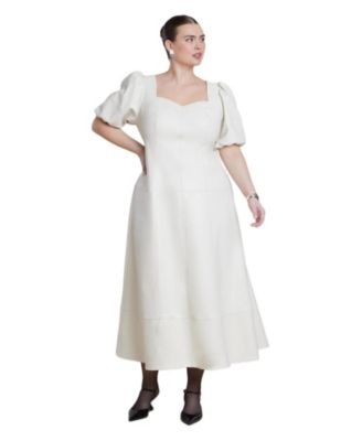 Women's Plus Size Faux Leather Puff Sleeve Maxi Dress