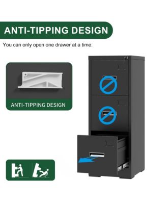 3 Drawer Vertical File Cabinet, Lockable Filing Cabinet with Card Slot, Storage Cabinet for Home Office, Holds A4/Letter/Legal Files