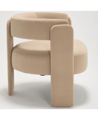 Velvet Accent Chair, Mid-Century Modern Armchair with Wooden Legs and Adjustable Foot Nails for Living Room, Home Office