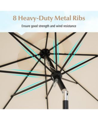 9 Feet Patio Umbrella with Crank Handle and Push Button Tilt