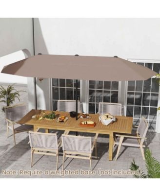 13 FT Large Patio Umbrella Outdoor Double-Sided Table Market Umbrella with Crank Handle-Coffee