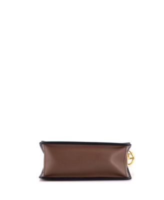 Medium Kan I F Shoulder Bag Leather with Zucca Embossed Detail