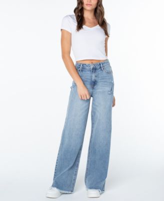 Women's Wide-Leg Fray-Hem Jeans