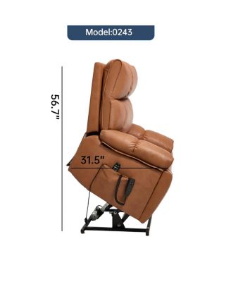 Oversized Power Lift Recliner Chair for Elderly, Faux Leather Dual Motor Infinite Position with Massage, Heat, Remote & Cup Holders