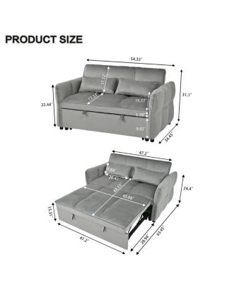 3-in-1 Velvet Pull Out Sleeper Sofa Bed with Adjustable Backrest