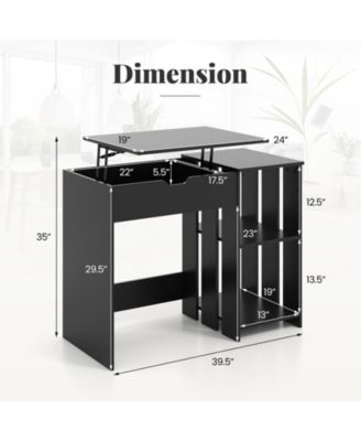Space Saving Computer Desk with Hidden Compartment and Shelves